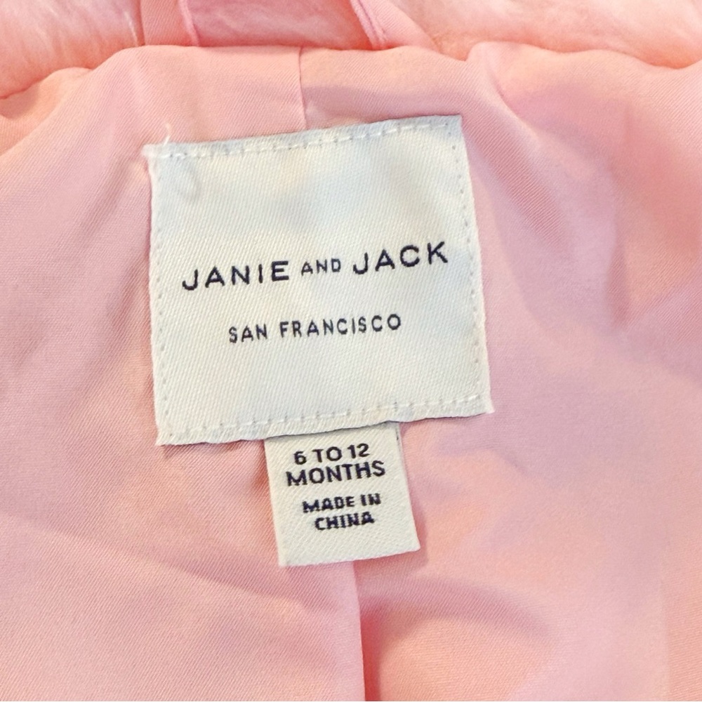 Janie & Jack pink red heart fuzzy faux fur button up jacket - Picture 4 of 6